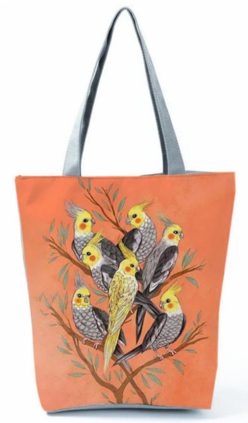 Cockatiel Zippered Tote Bag