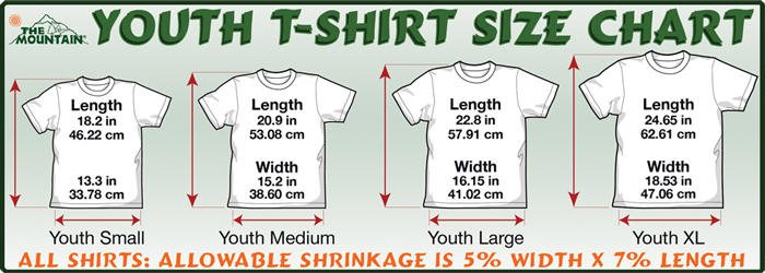 Youth Medium Size Chart T Shirt